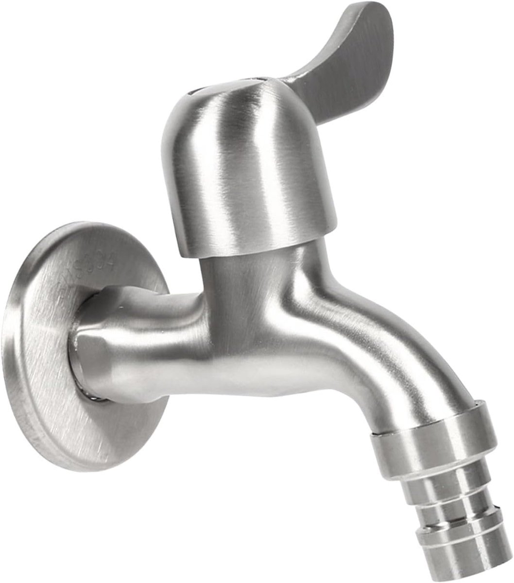 Waterkraan 1/2 Inch - Roestvrij staal - Muurkraan met tuit - Ideaal voor tuin en wasruimte - ShopVlot