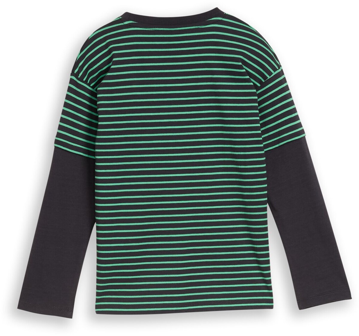 Tom Tailor - Oversized shirt met lange mouwen in 2-in-1-look - Maat 128/134 - green grey small stripe