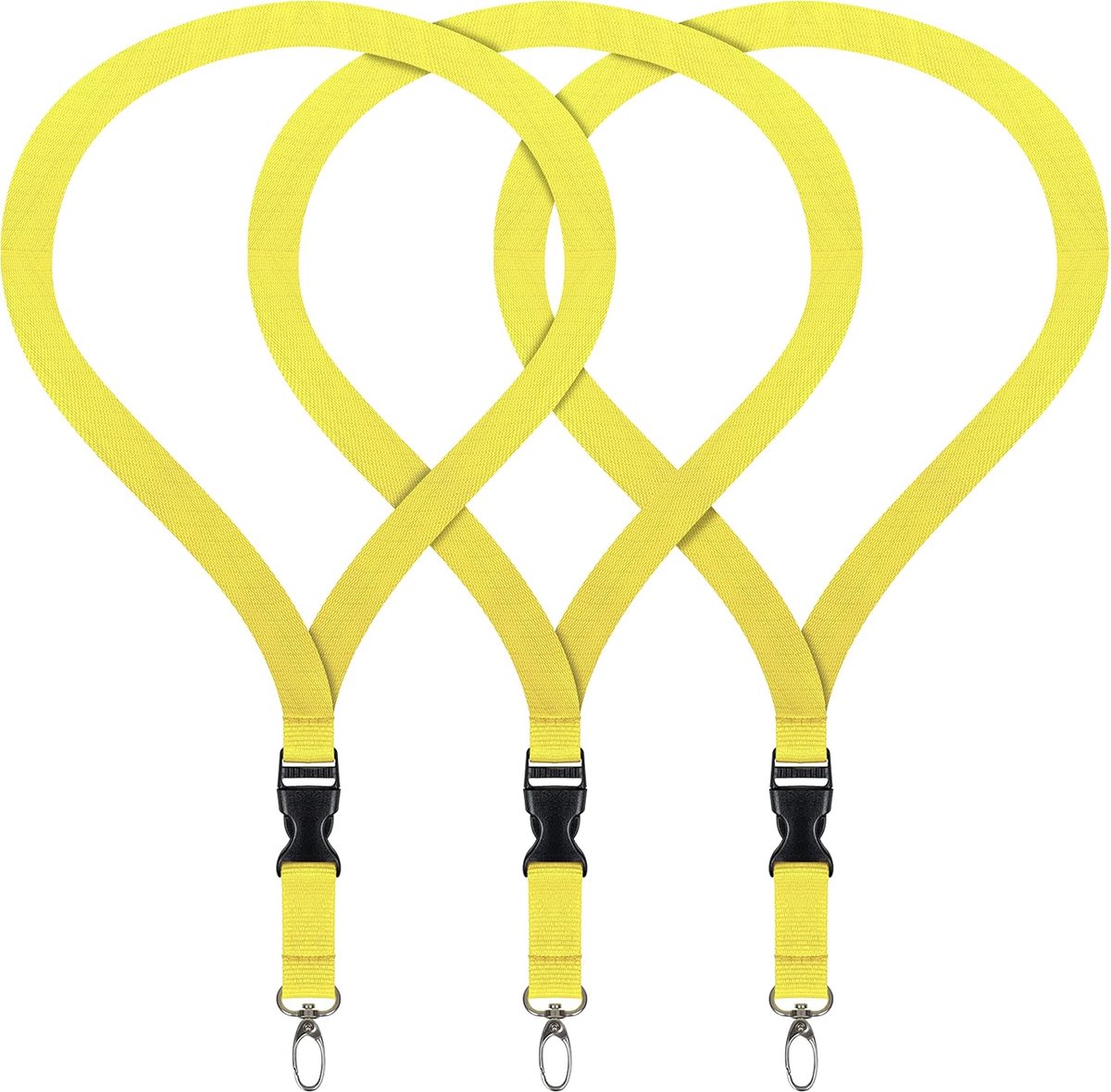 Lanyard set 3 x premium - geel - met karabijnhaak en druksluiting - ideaal voor ID-kaart en sleutels - ShopVlot