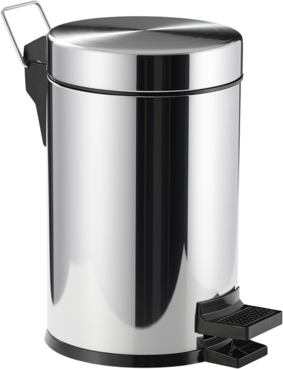 Pedaalemmer Chroom - 3 liter - Prullenbak - Badkamer - Toilet - Kleine prullenbak - Softclose - RVS
