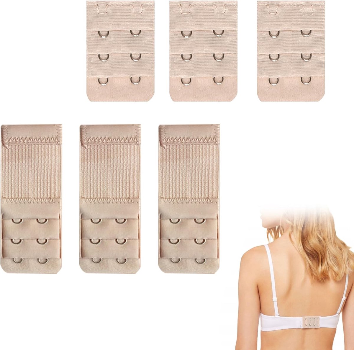 BH-extender pack van 6 - elastische BH-verlenger - 3 haken - comfortabele sluiting voor zwangere vrouwen - ShopVlot