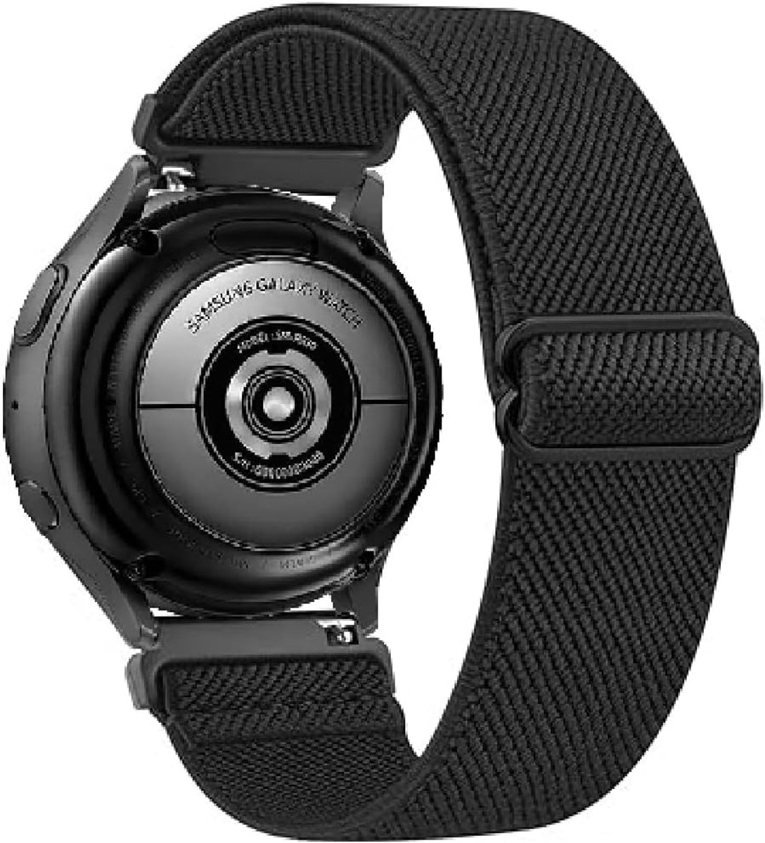 SnelShoppen - Elastische Nylon Vervangende Band voor Ticwatch Pro 3/GTX/E2/S2 en Coros Pace 4/Pace 3/Pace Pro, 22mm Sport Armband, Zwart, Ideaal voor