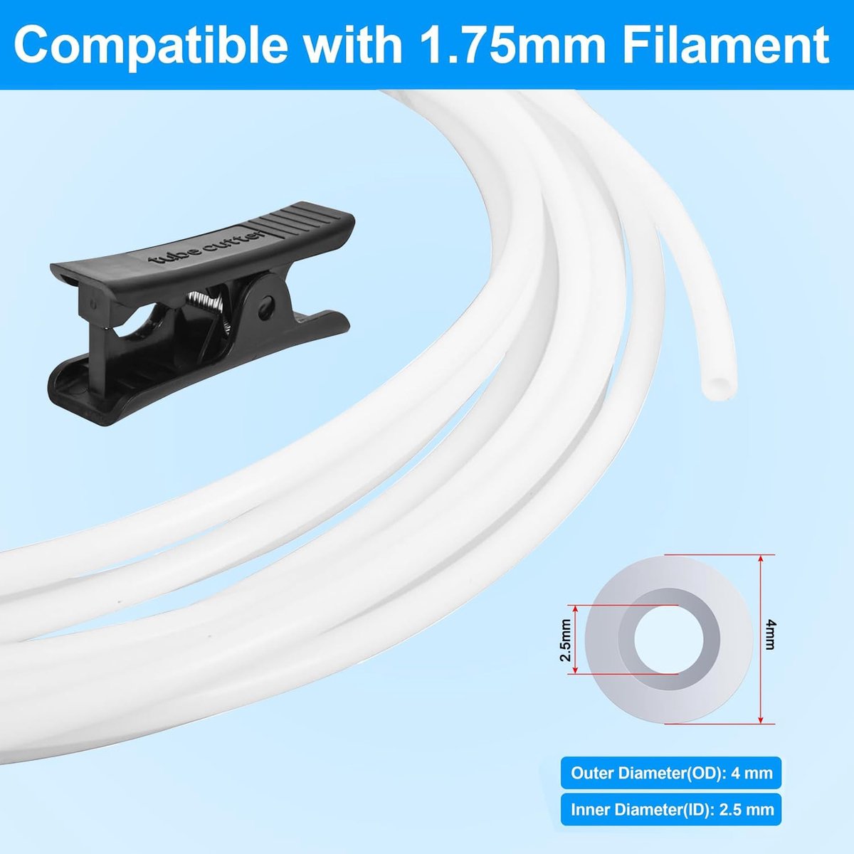 PTFE slang 10m 4mm x 2.5mm - Teflon buis - hoge compatibiliteit - perfect voor 3D printers - ShopVlot