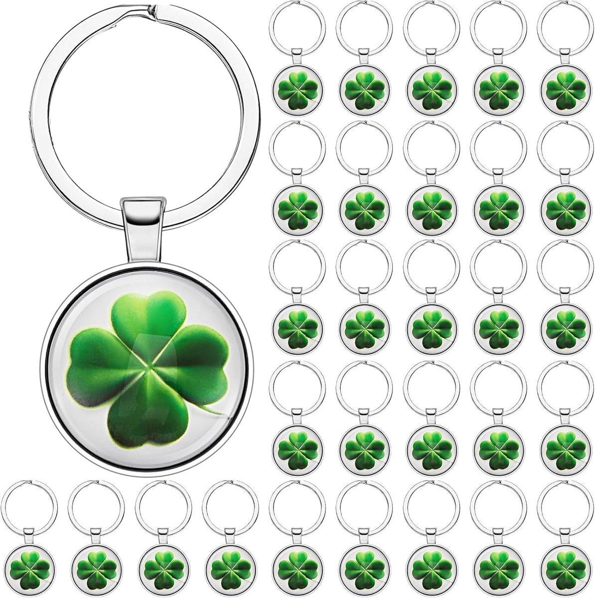 sleutelhangers klavertje vier 30 stuks - groene geluksbrenger - geluksklaver - perfect als geluksgeschenk - ShopVlot