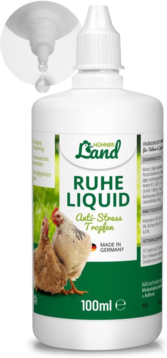 Anti-stressdruppels voor kippen - 110 ml - natuurlijke ontspanning - bevordert algemeen welzijn - ShopVlot