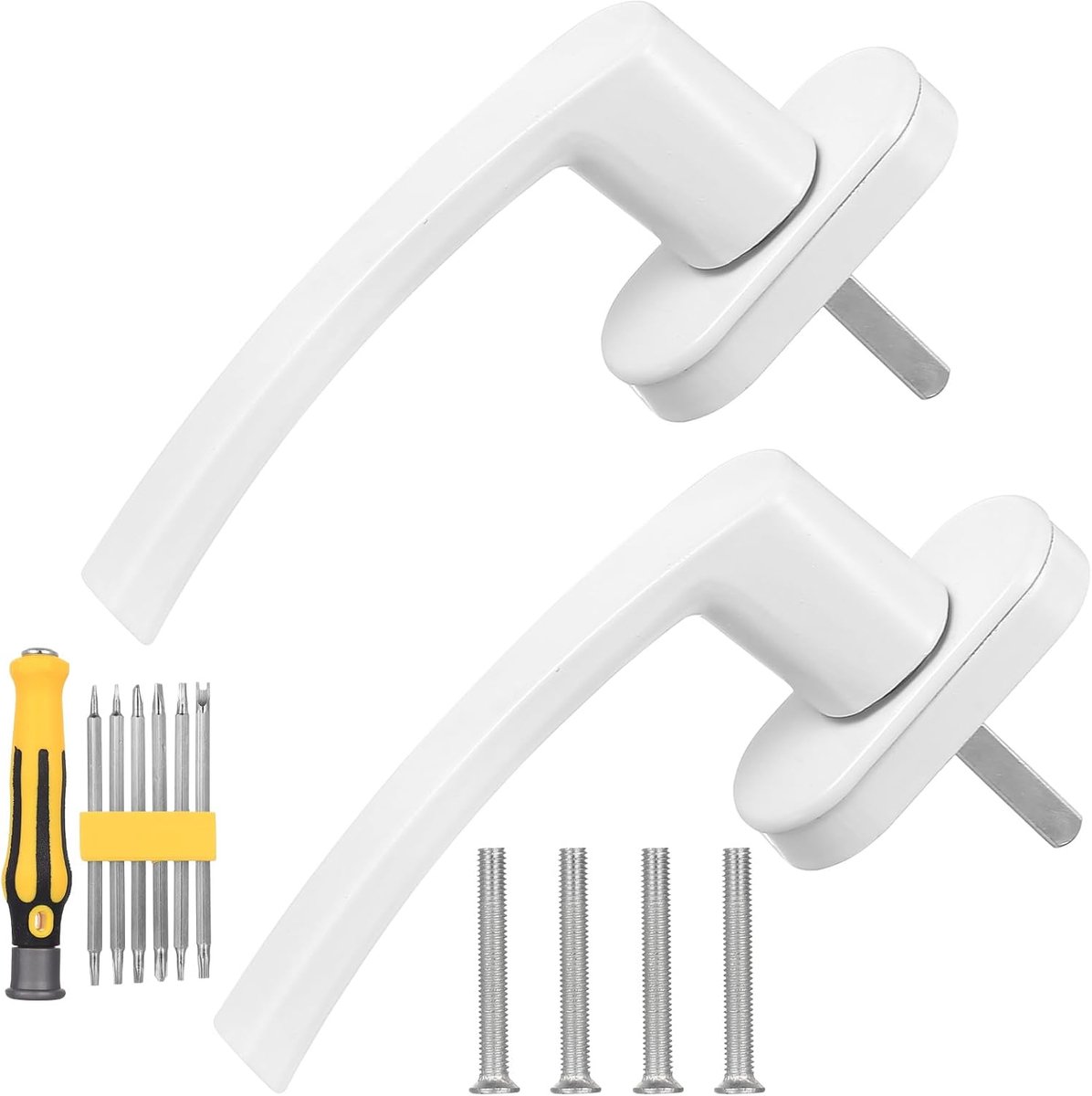 uPVC raamhandgrepen set van 2 - witte vervangende handgrepen - robuust aluminium - geschikt voor dubbele beglazing - ShopVlot