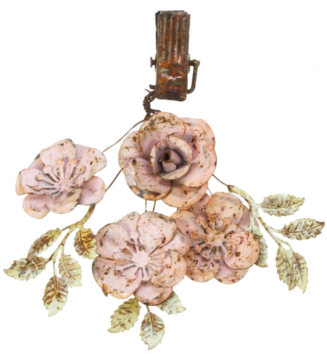 Bloemen met clip roze, metaal 16x17x4cm