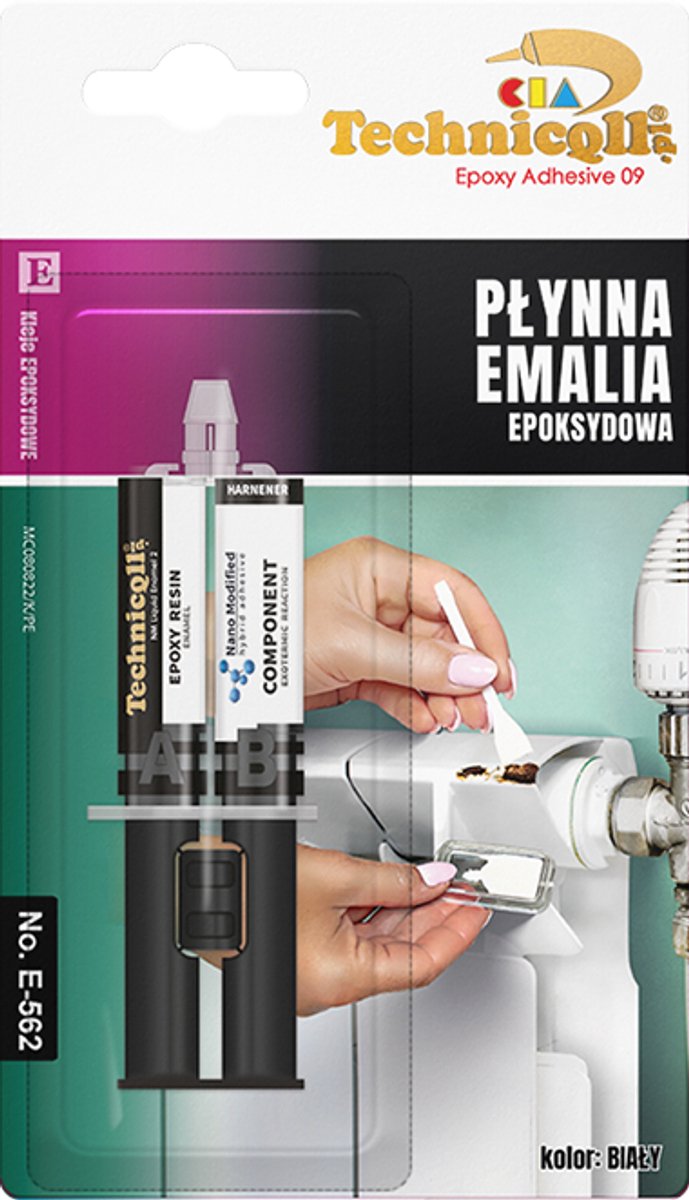Technicqll Emaille Reparatieset wit 2-componenten 2x3ml E-562
