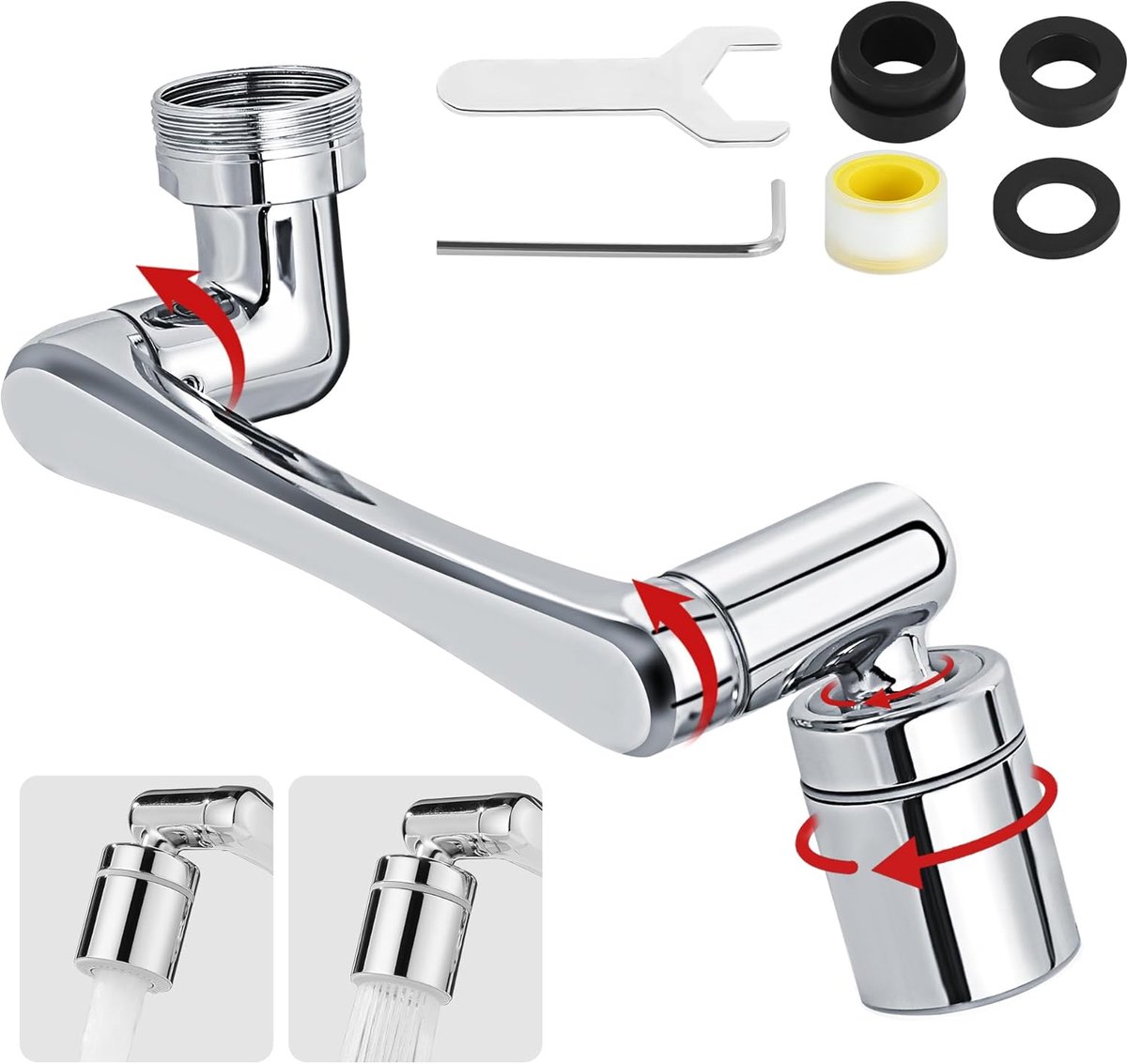 Waterkraanaccessoire 1440° - Rotatable - Waterbesparend - Twee sproeimodi voor keuken en badkamer - ShopVlot