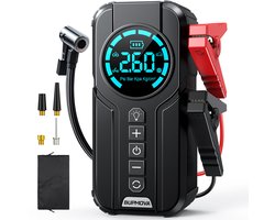 BUPMOVA 12V Jumpstarter voor Auto & Motor met Compressor - 8000A / 21800 mAh Starthulp met Luchtcompressor-Powerbank-LED Zaklamp en SOS Noodlicht - Bandenpomp