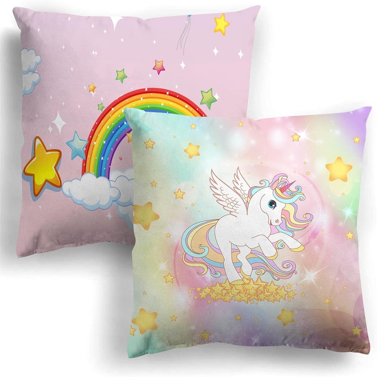 Kussenhoes Eenhoorn 45 x 45 cm - Velvet - 2 Stuks - Kleurrijke decoratie voor kinderen - ShopVlot