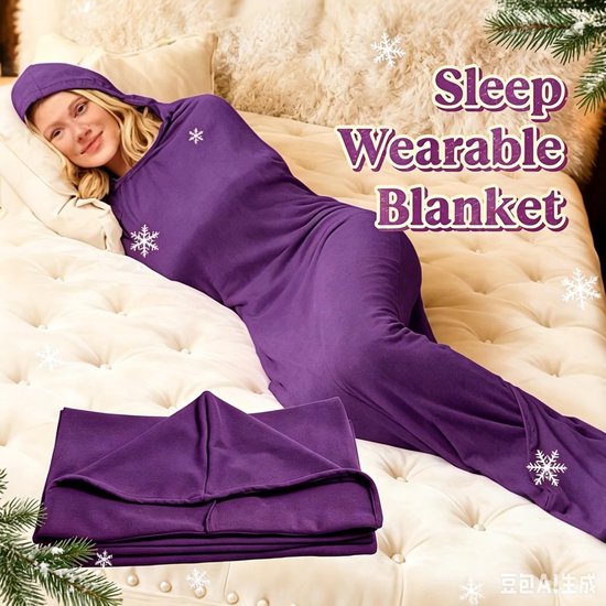 Draagbare Slaapzak - Snuggle Pod Slaapcapsule - Ontspannen Slapen - Met Capuchon - Maat M - Paars — afbeelding 2