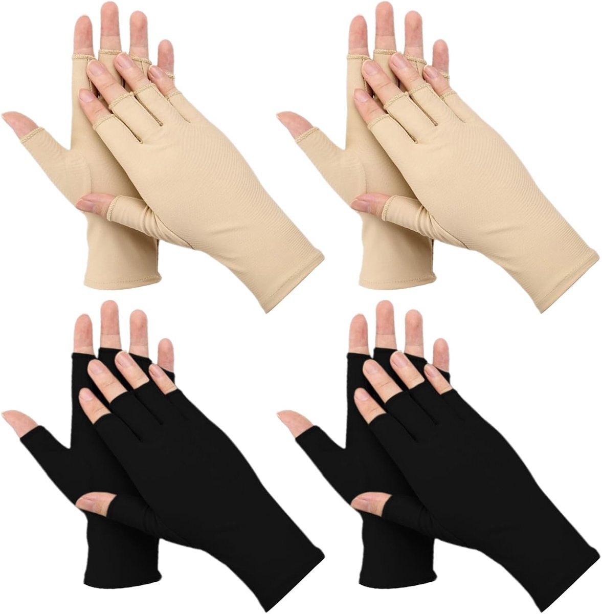 UV zonbescherming handschoenen 4 paar - vingerloos - ijszijde - ideaal voor fietsen - ShopVlot