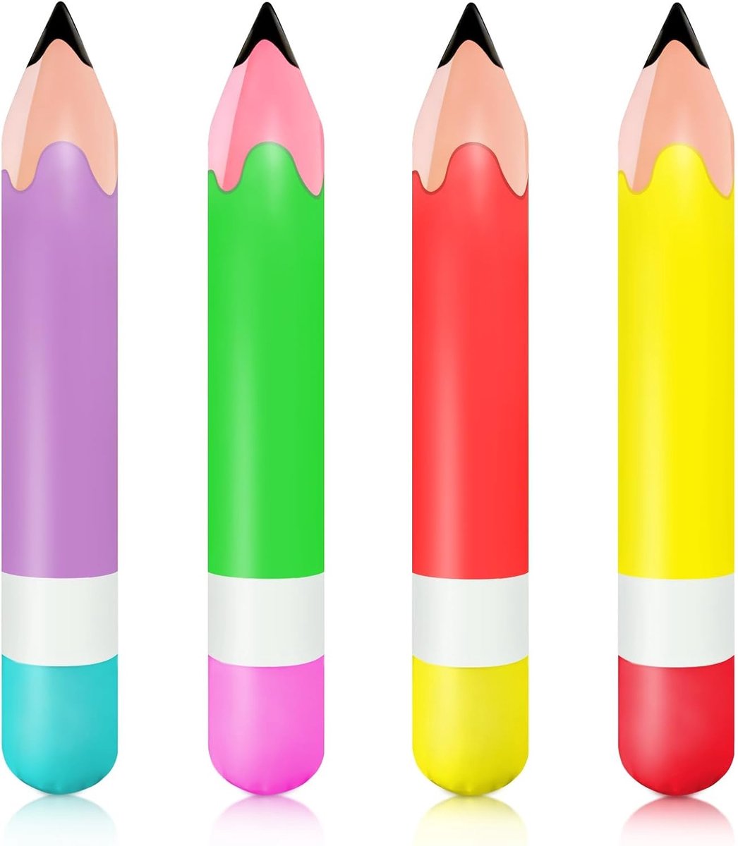 Opblaasbare potloodballonnen 4 stuks - decoratieve feestballonnen - eerste schooldag - vrolijke versiering - ShopVlot