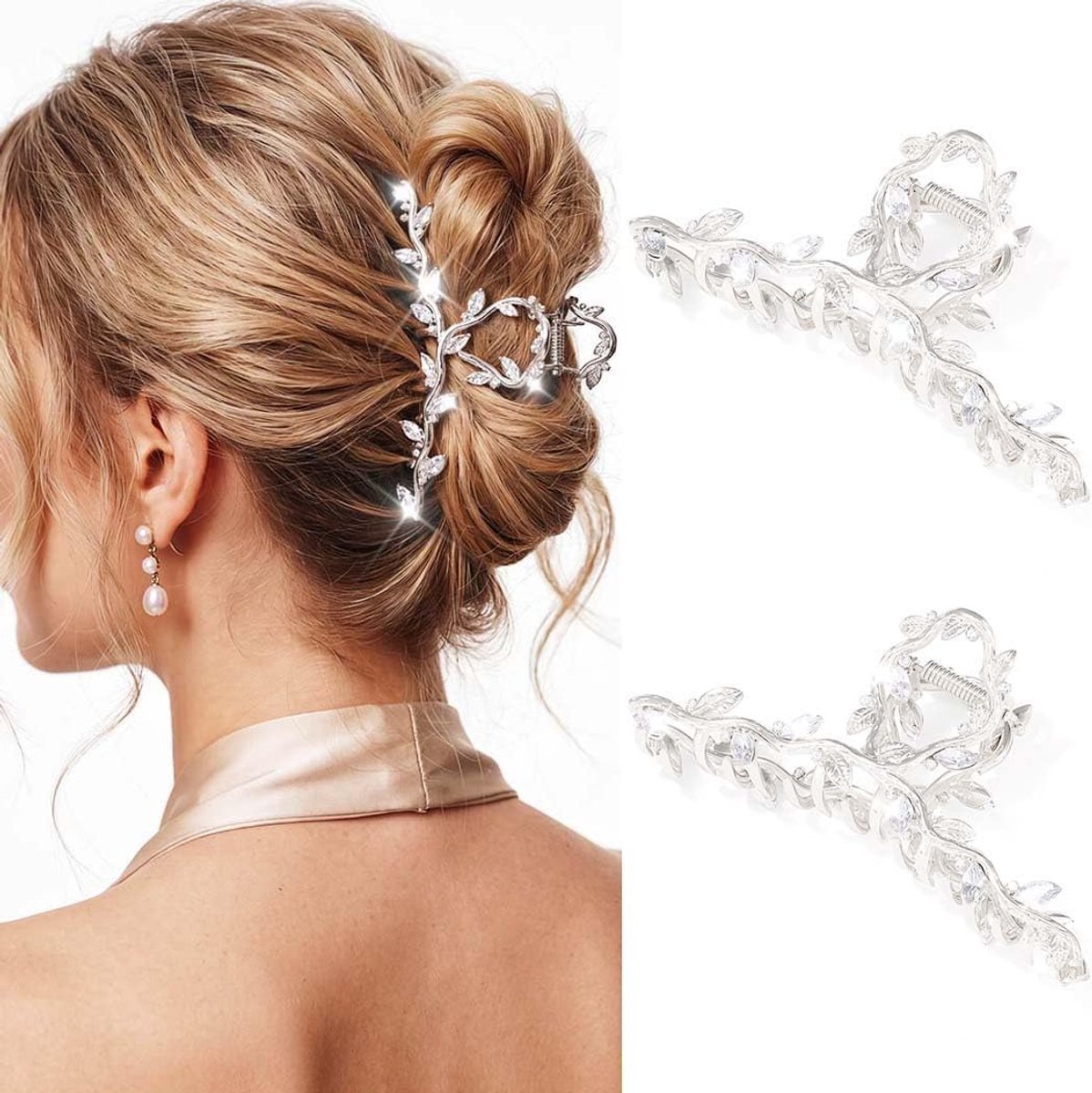 Haarspeld met rhinestones 11,7 cm - Goud met glitters - Voor up-dos en losse kapsels - ShopVlot
