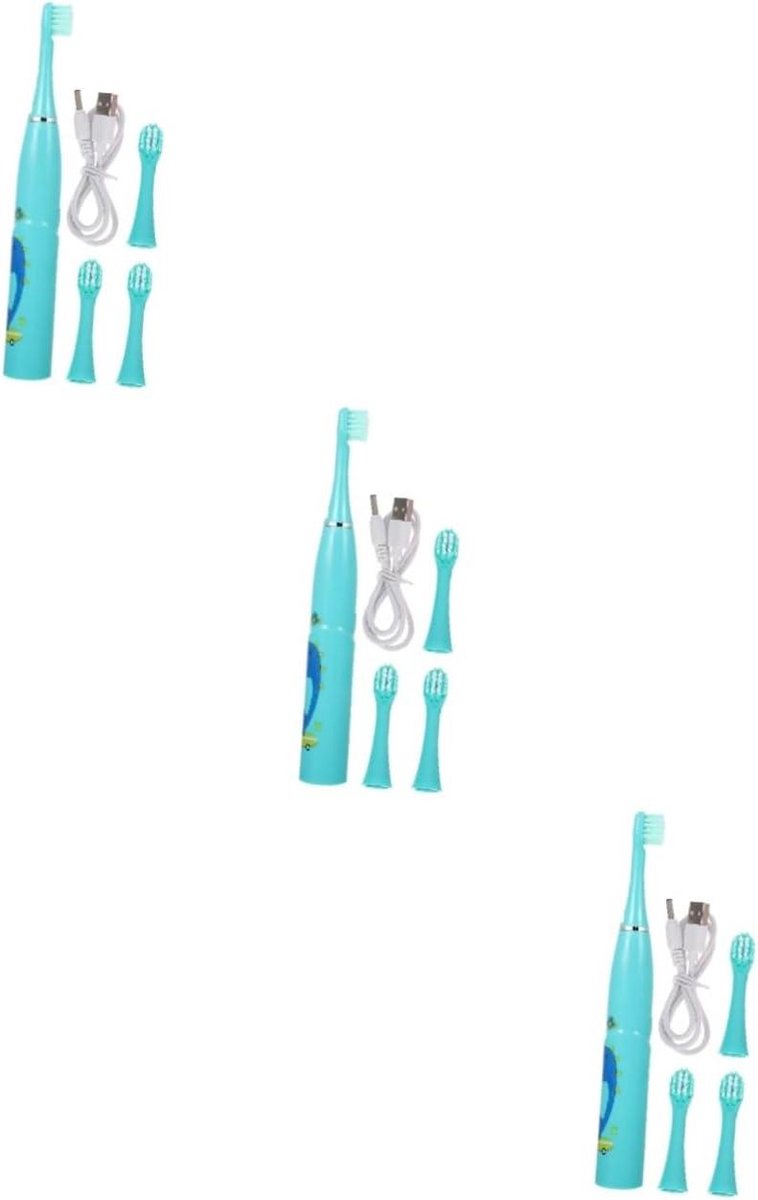 Elektrische Tandenborstels Kinderen - Kinder Tandenborstel Set - Kindermondhygiëne - Automatische Reiniging - 3 Stuks - Blauw
