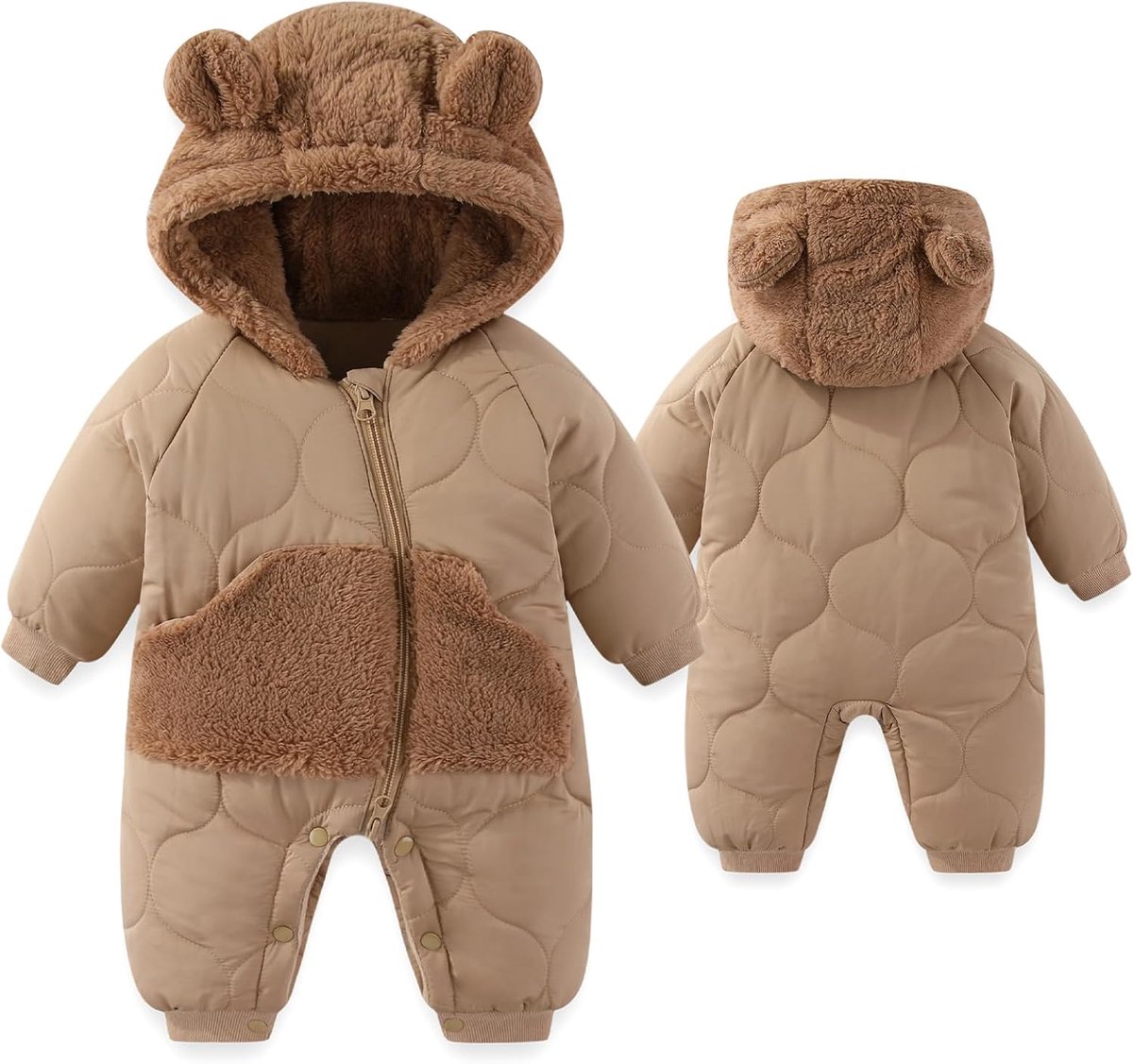 Baby wintersneeuwpak 3-24 maanden - fleece - berenkap - houdt warm en stijlvol - ShopVlot