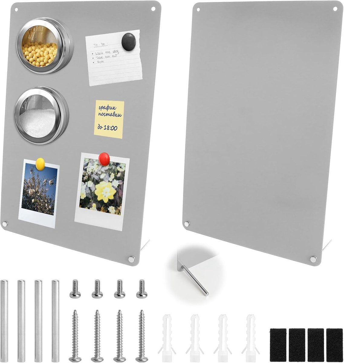 Magneetbord set van 2 - 32 x 22 cm - metalen magneetwand - veelzijdig gebruik in kantoor en keuken - ShopVlot