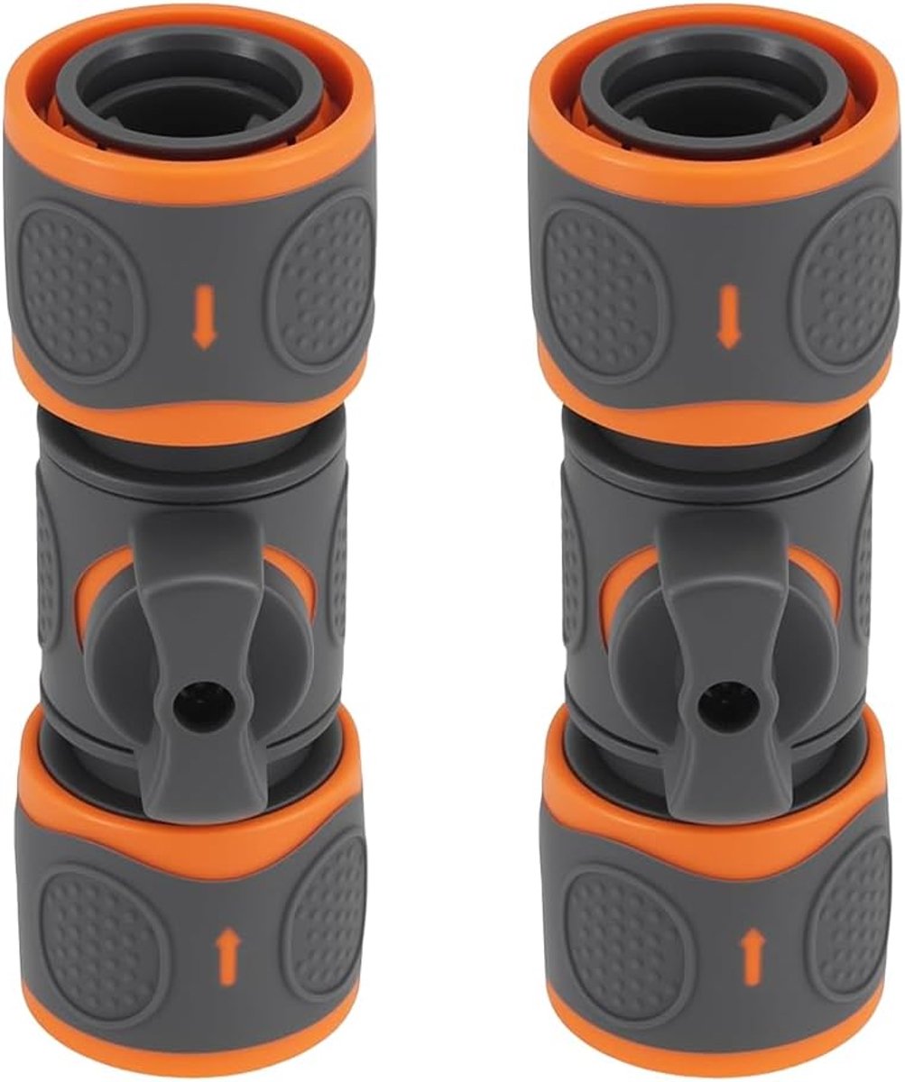 Tuinslangverbinder 2 stuks - kunststof met regelventiel - antislip grip - efficiënt waterbeheer - ShopVlot