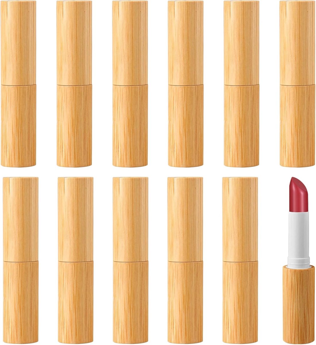 Lege Lippenstift Huls 12 Stuks - Bamboe - Duurzaam en Stijlvol - Perfect voor DIY Lipbalsem - ShopVlot