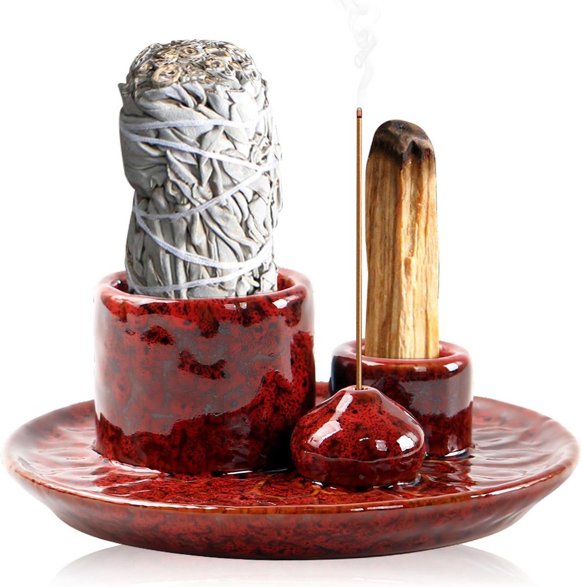 Incensestokjeshouder keramisch - 4 in 1 wierookhouder - multifunctioneel - perfect voor meditatie - ShopVlot