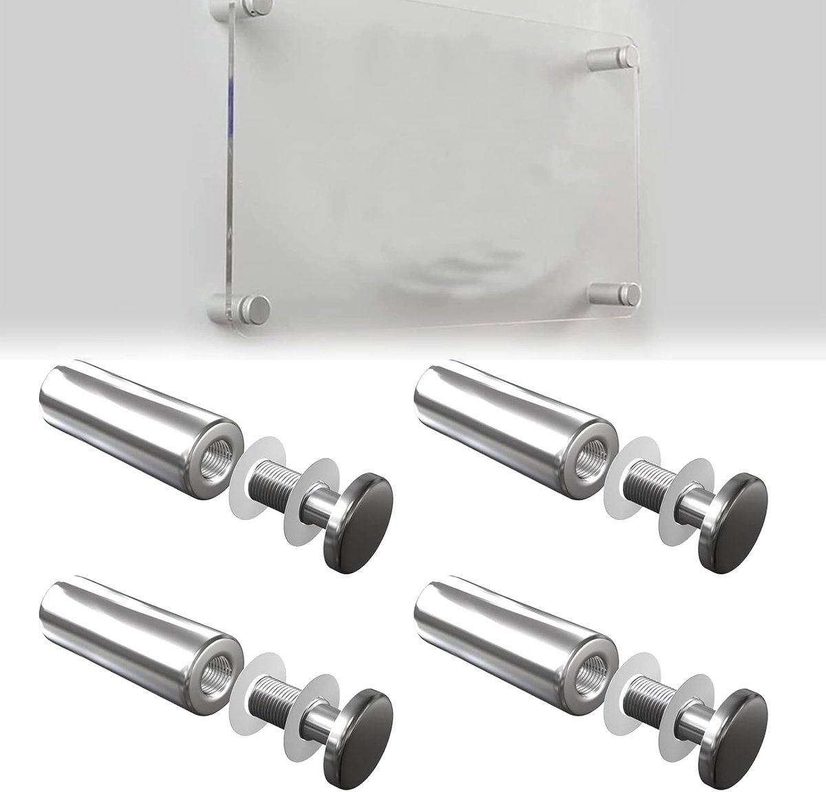 Spacers voor glas - RVS standoffs - Sterke metalen structuur - Ideaal voor reclame - ShopVlot