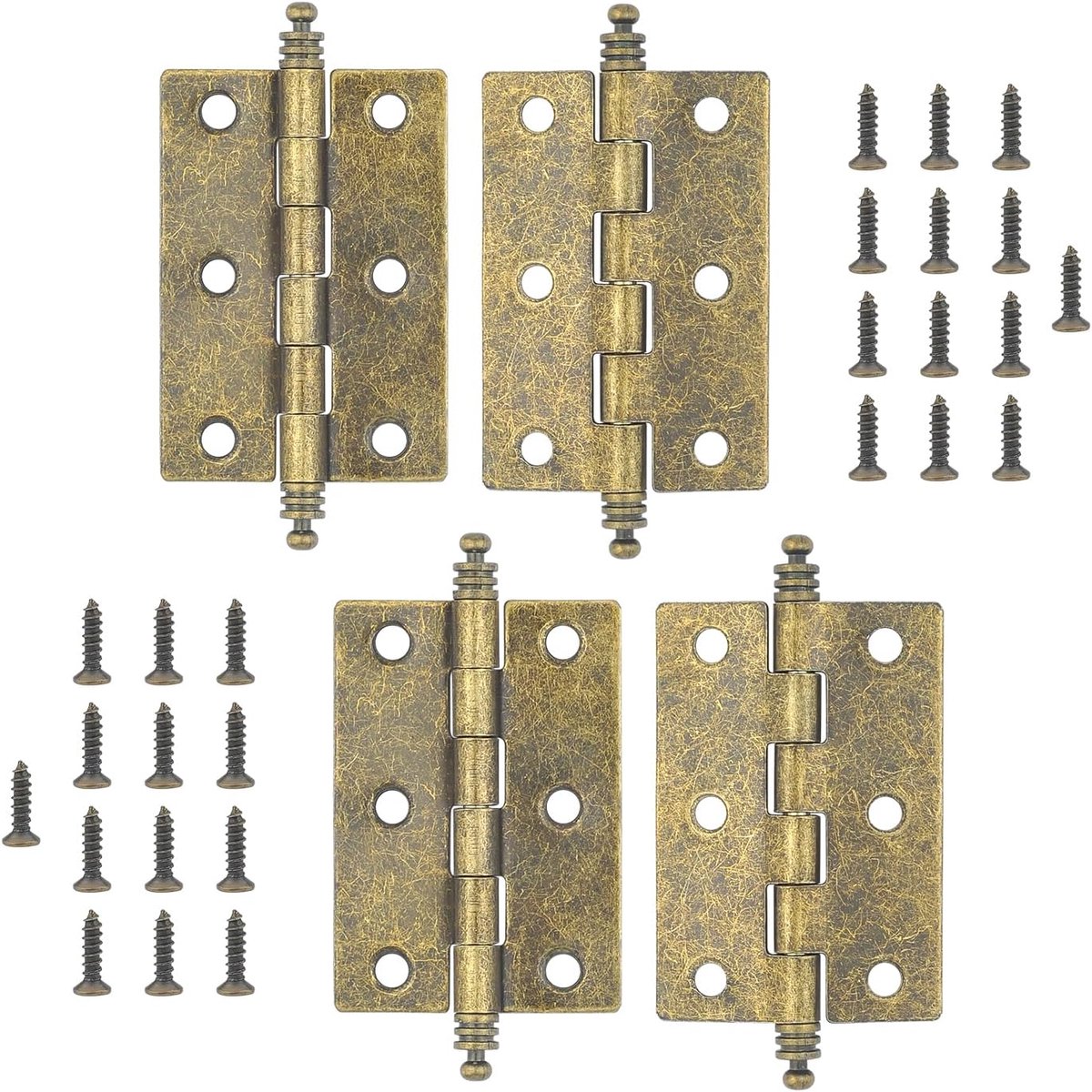 Antieke scharnieren 63x43mm - retro brons - 4 stuks met schroeven - ideaal voor meubels - ShopVlot
