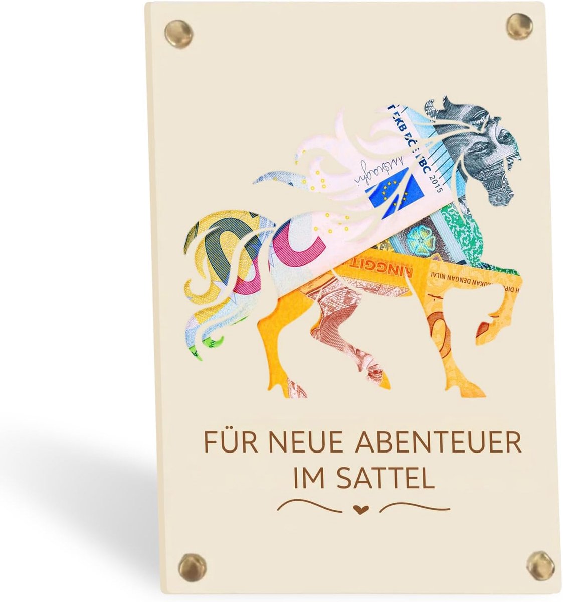 Geldgeschenk paardrijden 13 x 10 cm - houten cadeauverpakking - origineel paardencadeau - ShopVlot