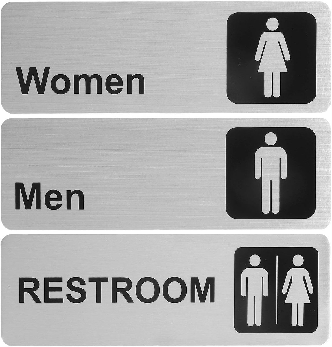 wc-borden set 3 stuks - zelfklevend aluminium - 22 x 7 cm - professionele signalering voor toiletten - ShopVlot