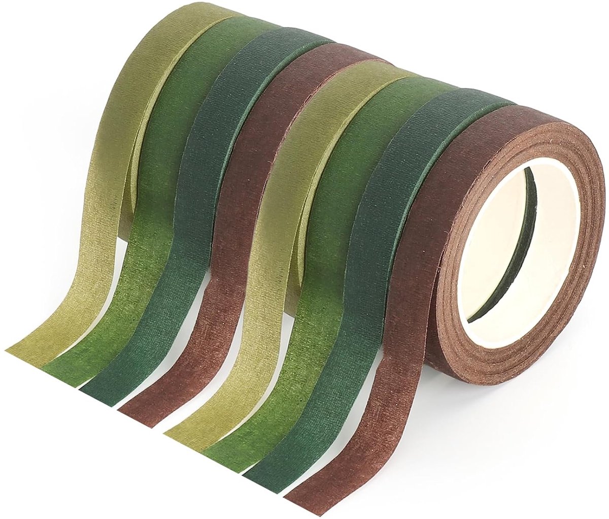Bloemistenband 12 mm - groen crêpeband - 8 stuks - ideaal voor boeketten - ShopVlot