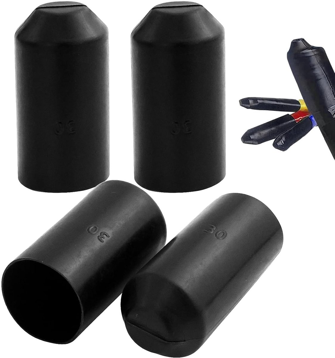 Heat Shrink Tubing Caps 30mm - Zwart - Waterproof Isolatie - Voor Kabel Eindbescherming - ShopVlot
