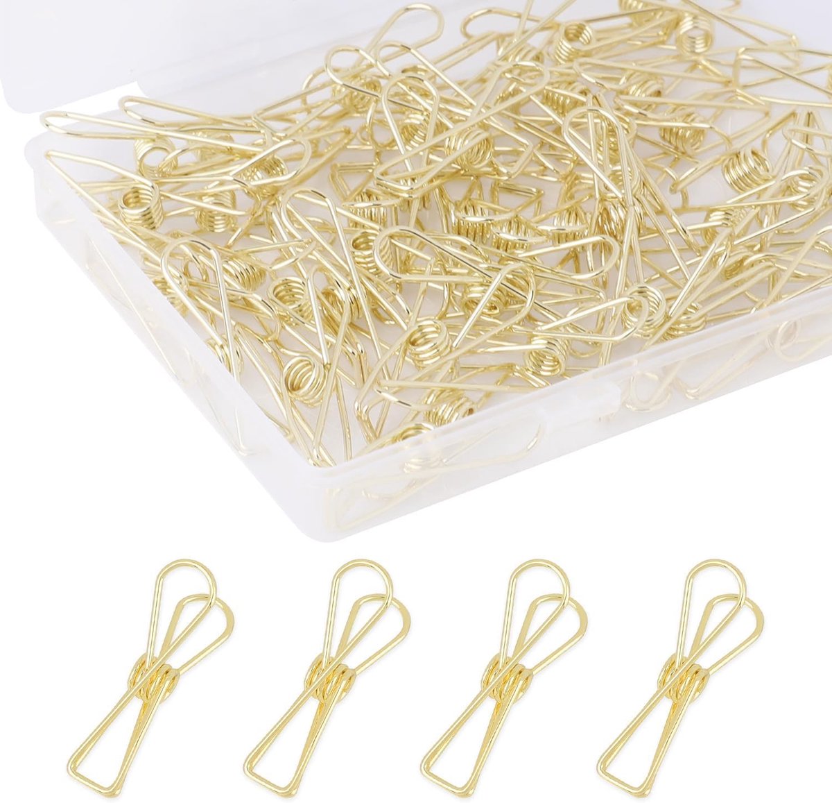 Paperclips 100 Stuks Goud - Multifunctionele Metalen Klinknagels - Roestbestendig - Perfect voor Kantoor - ShopVlot