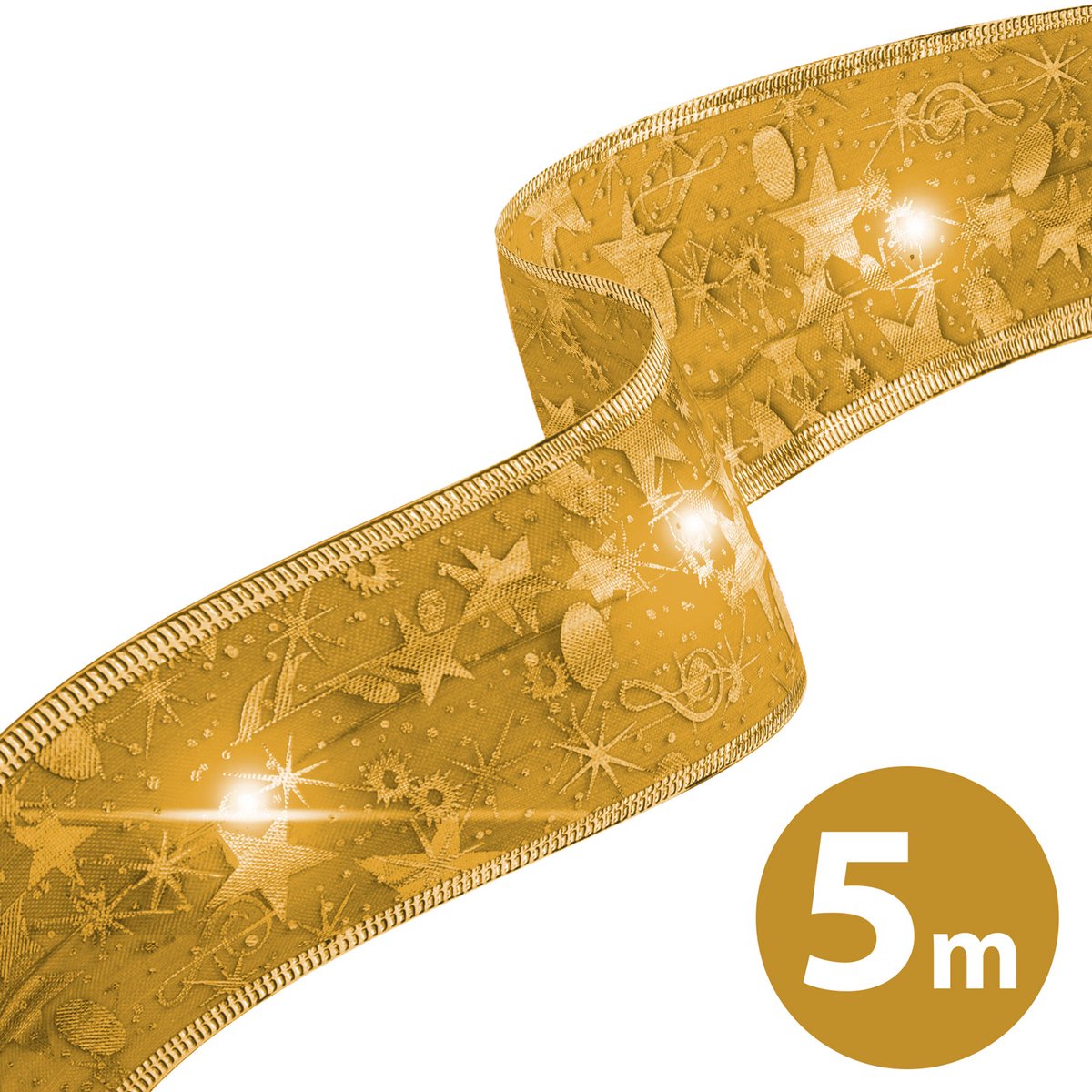 Kerst LED lint - goud - 5 mx 5 cm - 50 LED - USB 1 Stuks [58933K]