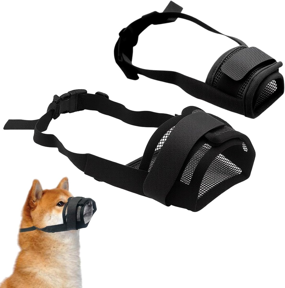 Hondentuigje Muzzle S/L - Ademend Nylon - Verstelbaar - Voorkomt Bijten en Blaffen - ShopVlot