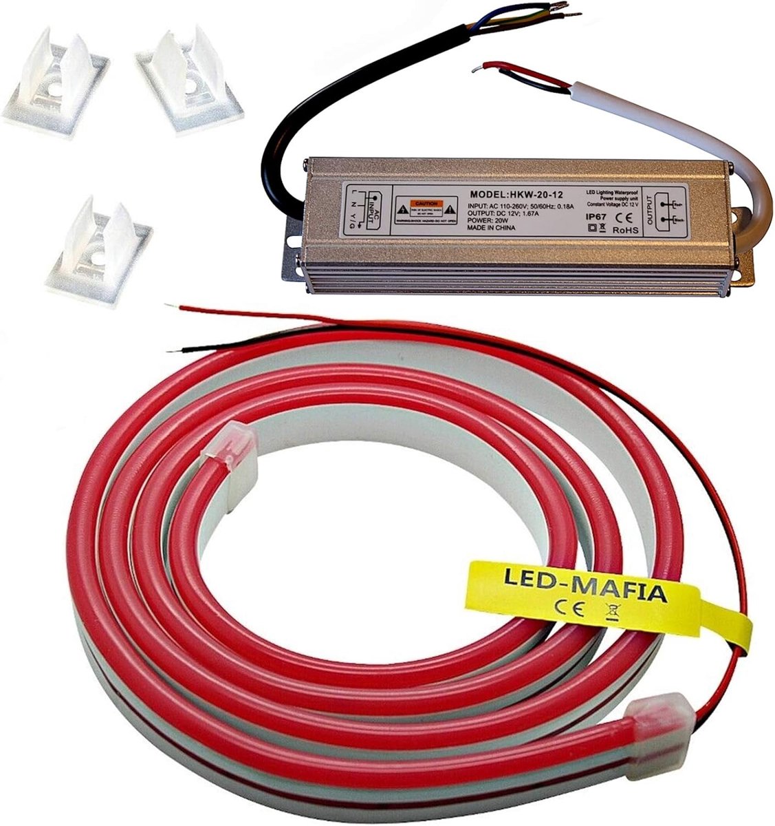 LED strip 2m - warm wit - 12V/230V - waterdicht IP67 - sfeervolle verlichting - ShopVlot