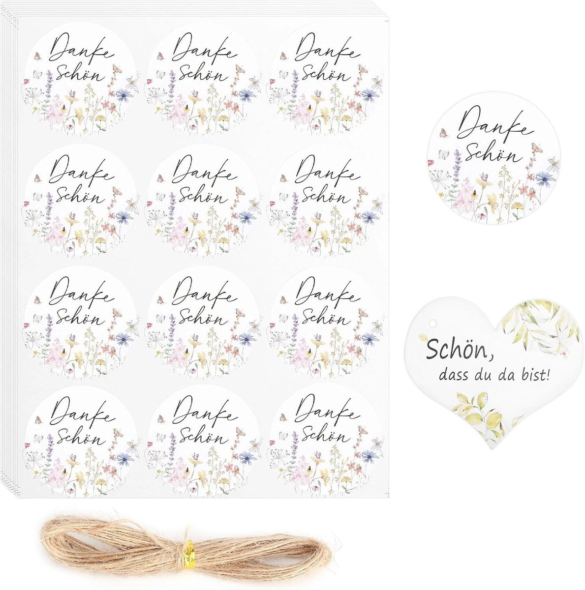 Bedankstickers 4 cm - bloemenstijl - 120 stuks - perfect voor geschenkzakjes - ShopVlot