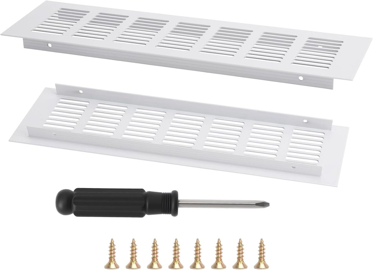 Ventilatieroosters 8 x 30 cm - Aluminium - Set van 2 - Ideaal voor luchtcirculatie - ShopVlot
