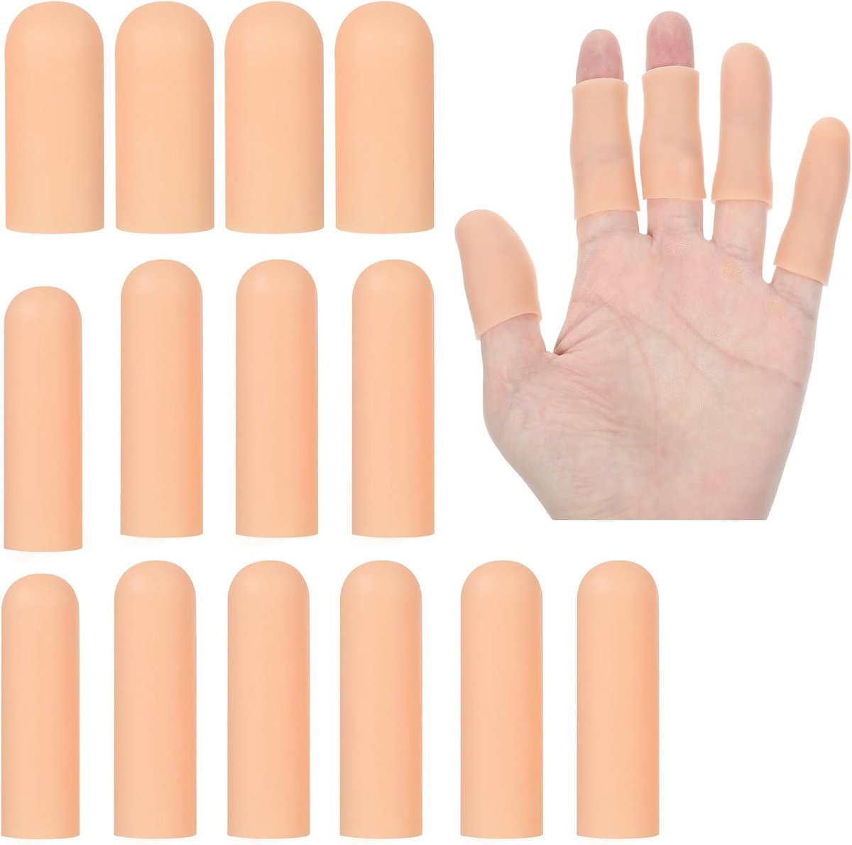 Vingerbescherming 14 stuks - Siliconen vingerbandage - beige - Voor gebarsten vingers - ShopVlot