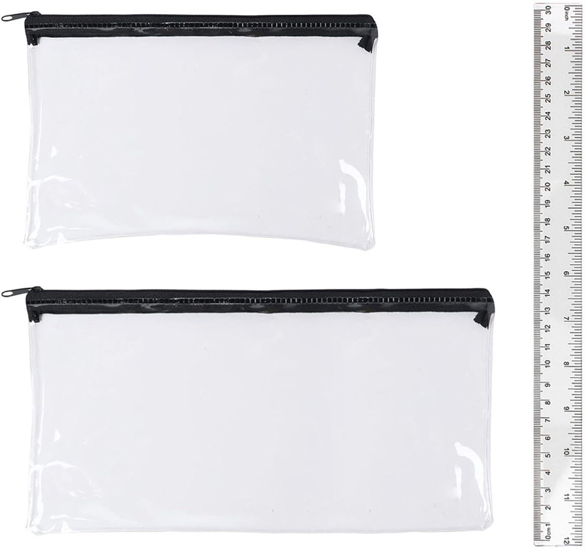 Transparante etui 2 stuks - dubbelzijdige weegschaal 30 cm - opbergtas voor pennen - ideaal voor studenten - ShopVlot