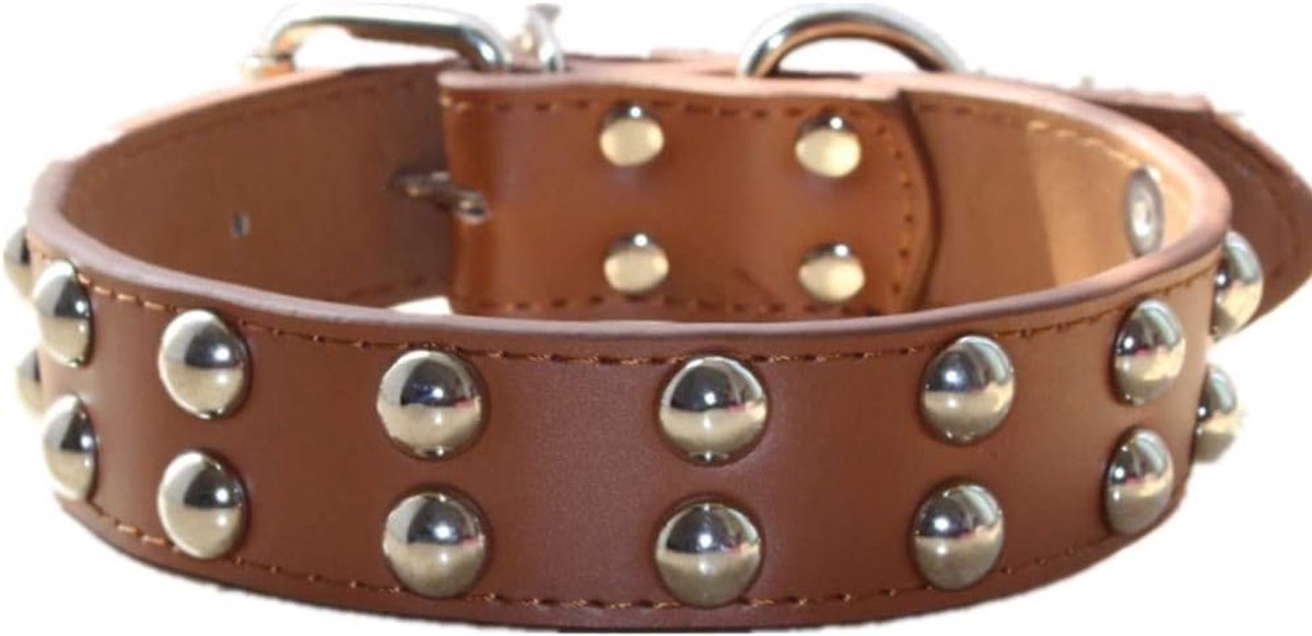 Halsband voor honden 1.2" breed - Spikes en studs - Faux leer - Duurzaam en stijlvol - ShopVlot