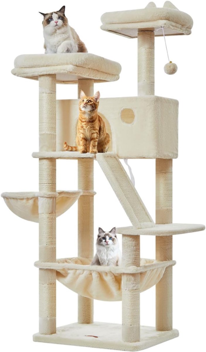 ZRNS® Kattenkrabpaal Plafond - Krabpaal voor grote Katten - Complete Set - Beige