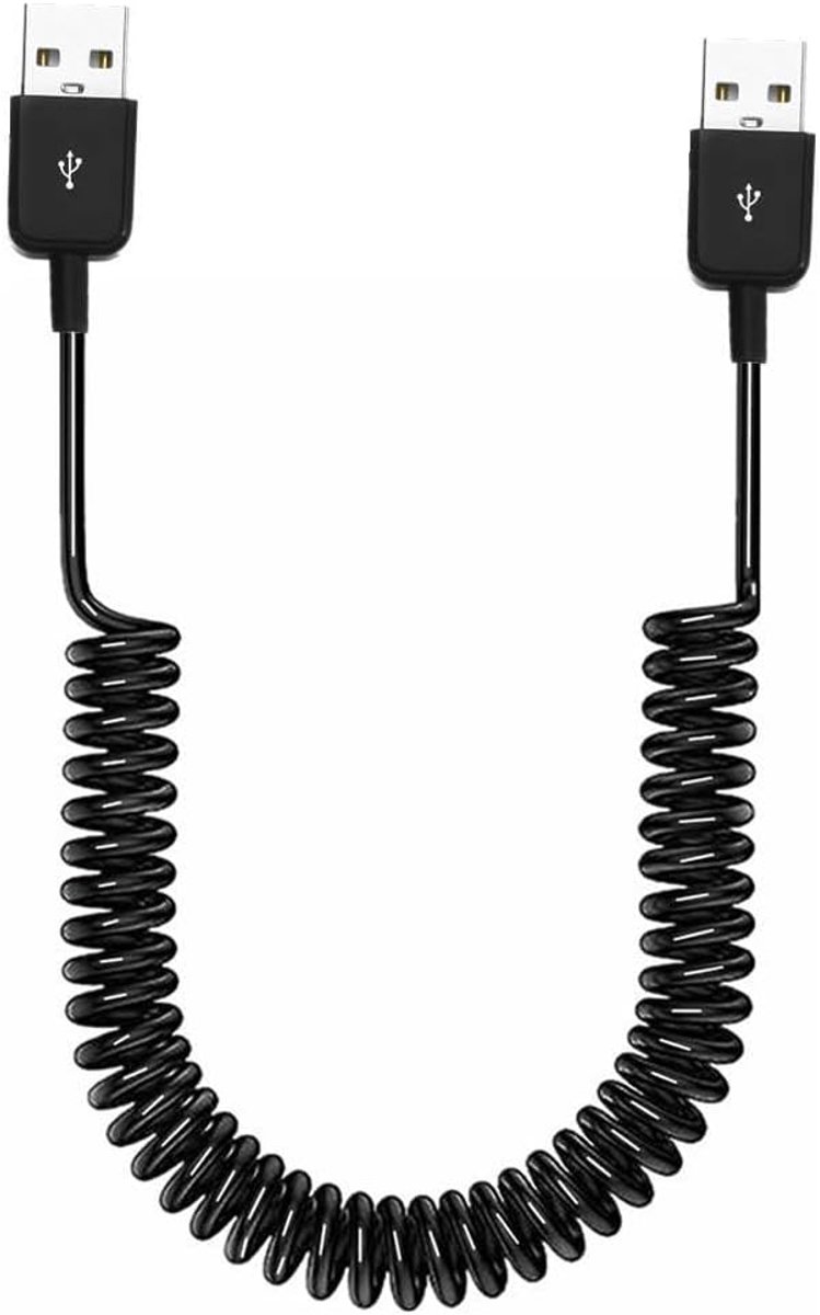 USB 2.0 Kabel 90cm Type A Plug - Spiraal uitbreidbaar - Hoge datasnelheid tot 480 Mbit/s - Ideaal voor onderweg - ShopVlot