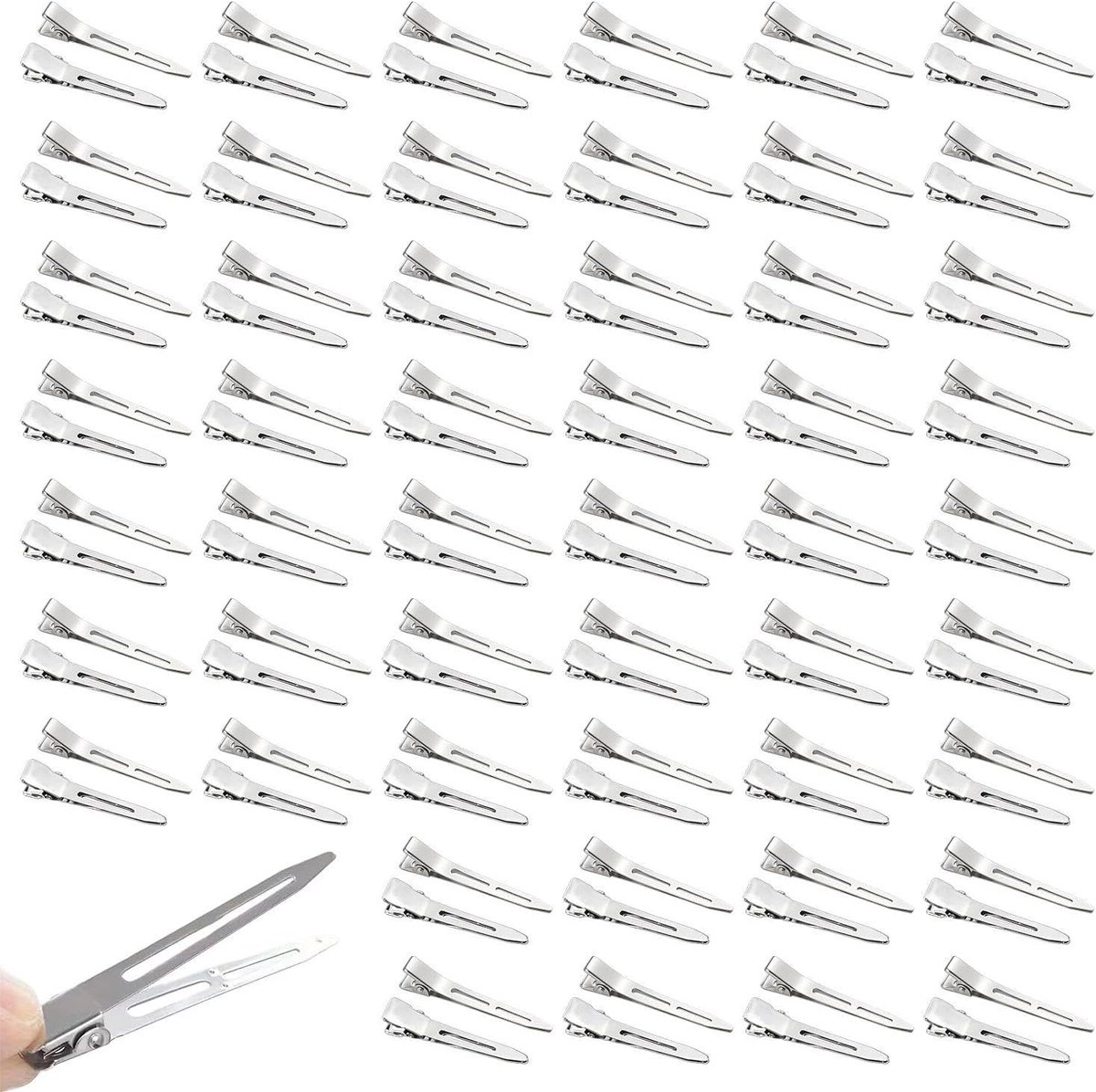 Haarclips 100 stuks - Zilverkleurig - Pluizige Eendenbekclips - Voor het stylen van pony's - ShopVlot