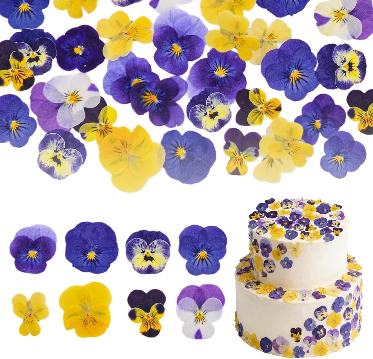 Natuurlijke gedroogde eetbare bloemen - 40 stuks gemengde viooltjes - voor cupcakes en cocktails - ShopVlot