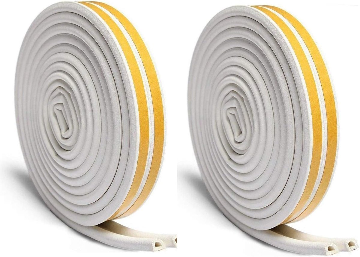 Draught Seal Tape 12m - Zelfklevend D Type - Rubber Sealing Strip - Bescherming tegen tocht - ShopVlot