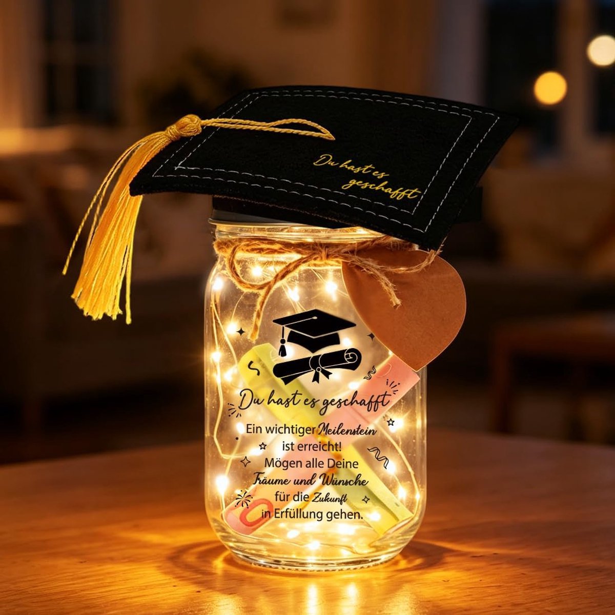 Led-flessenlamp - hoogwaardig glas - inspirerende boodschap - perfect afstudercadeau - ShopVlot