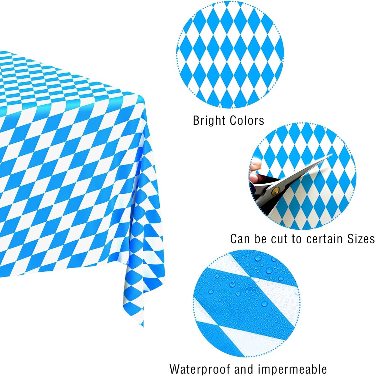 Tafellaken 137 x 274 cm - Blauwwit - Wegwerp Bavarian stof - Perfect voor Oktoberfest - ShopVlot