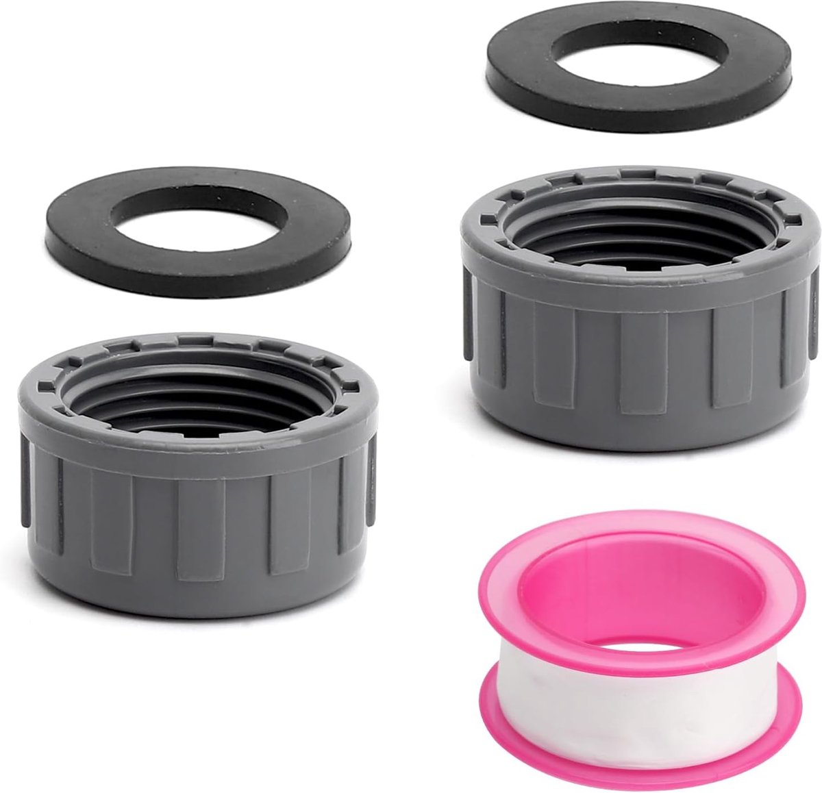 PVC schroefdoppen 3/4 inch - met rubberen afdichtingen - inclusief 3 m Teflon tape - voor waterdichte afsluiting - ShopVlot
