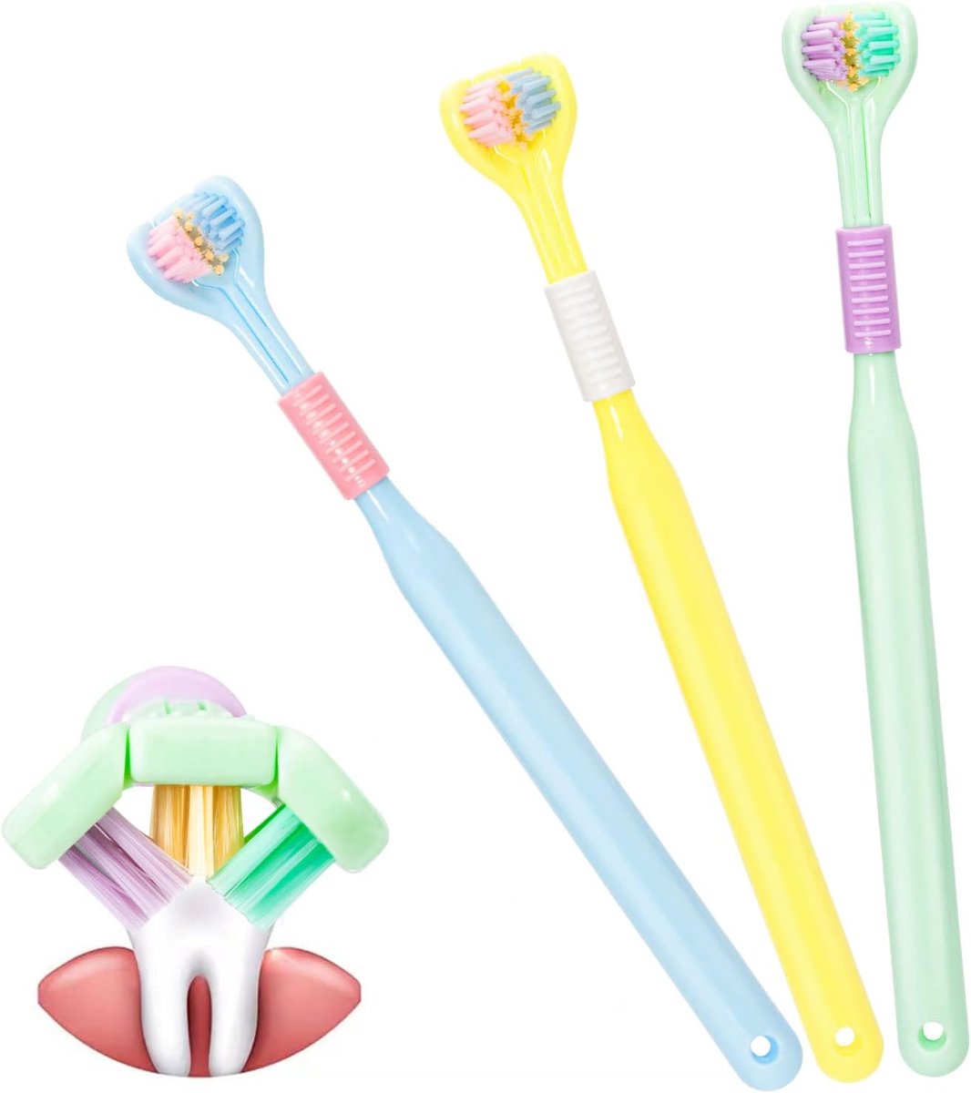 Driehoekige tandenborstel 3 zijdig - Soft - Compact - Ideaal voor volwassenen en kinderen - ShopVlot