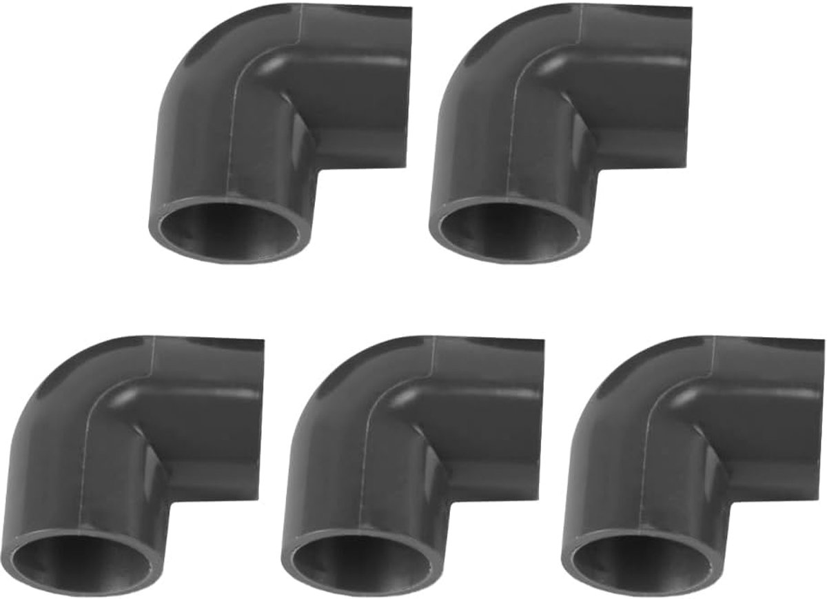 SnelShoppen - 5 Stuks 20mm PVC Loodrechte Buiskoppelingen 90 Graden Elbow Fittingen voor Irrigatie, Duurzaam en Brandvertragend